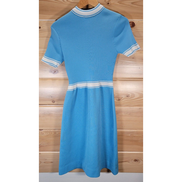 Vintage R&K Knits Jumper Dress Blue Knit 60s Size 14 - Picture 1 of 16